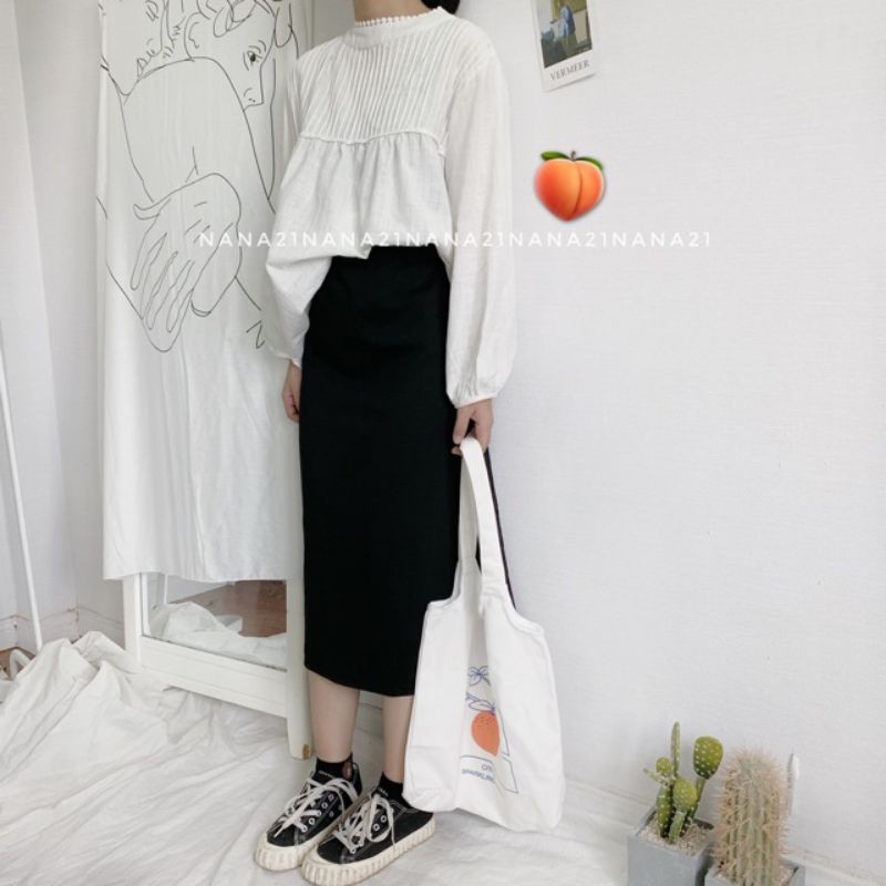 Áo babydoll tay bồng tiểu thư ảnh thật