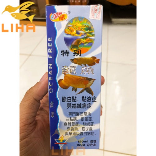 Chai Số 4 Ocean Free Chuyên Trị Nấm Trắng, Nấm Velet Sán Mang Cho Cá Rồng Chai 150ml