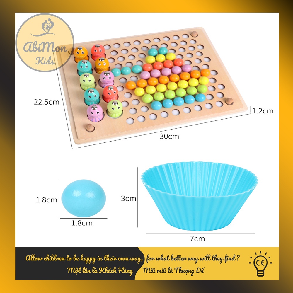 Bộ Gắp Hạt Kèm Câu Cá Bằng Gỗ Cho Bé ☘️ Montessori cao cấp ✨ (Đồ chơi Gỗ - Đồ chơi Giáo Dục - An toàn - Thông minh)
