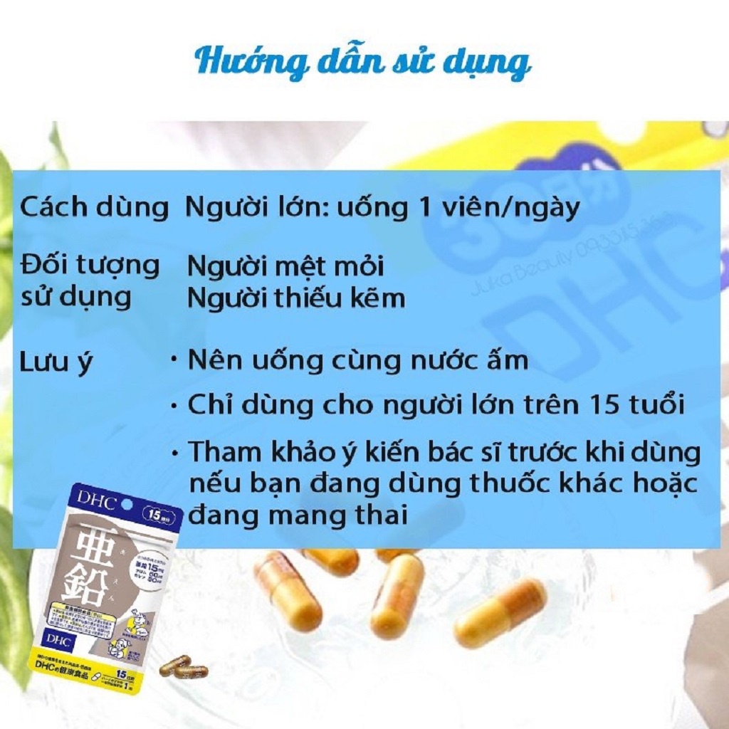 Combo Viên uống DHC Cải Thiện Da Mụn, Làm Da Sáng Mịn 30 Ngày (Kẽm 30 Viên & Adlay 30 Viên)