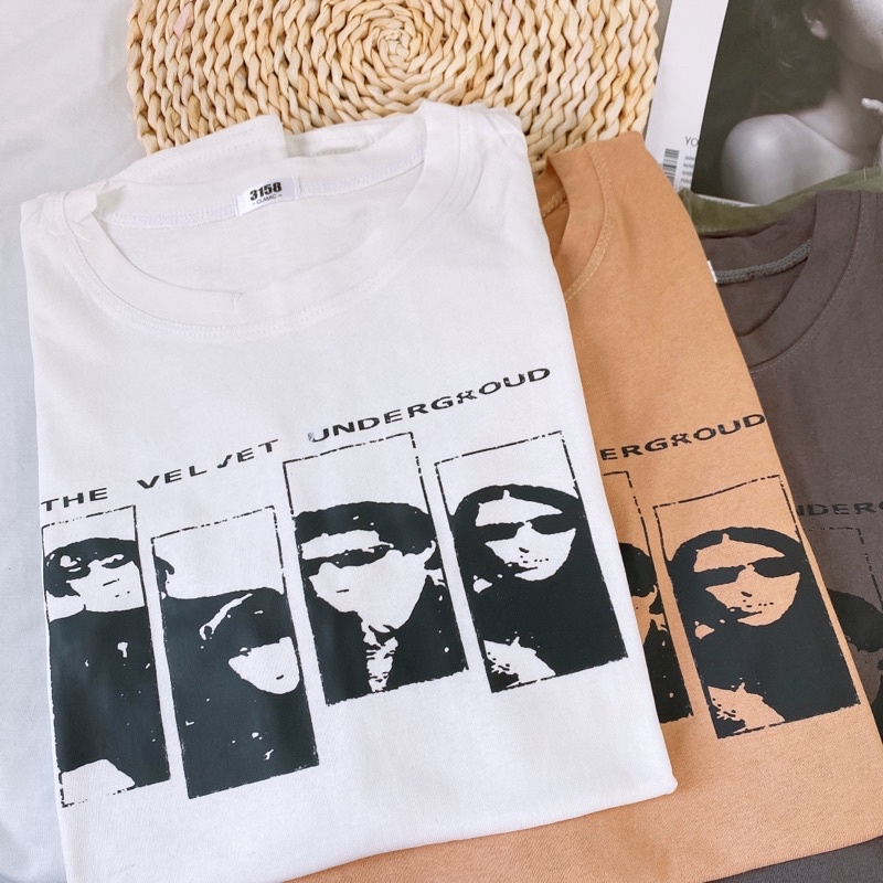 Áo phông 3158, áo thun tay lỡ form rộng chất cotton in hình kính đen