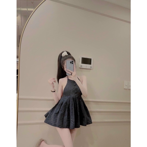 Set đầm yếm xốp kèm quần