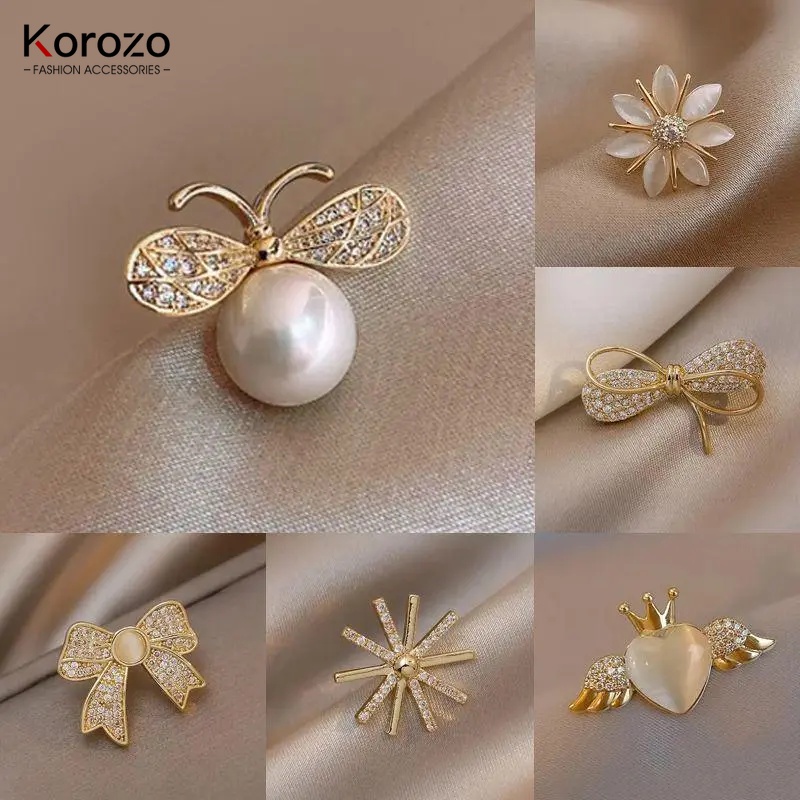 Ghim Cài Áo Hình Chú Ong Đính Ngọc Trai Chống Chói Phong Cách Vintage Dành Cho Nữ
