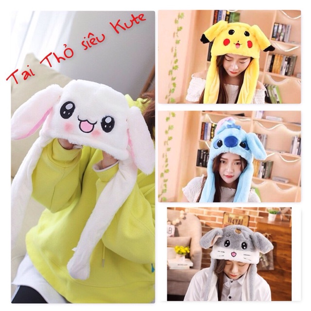 Mũ tai thỏ giật giật# mũ tai chó