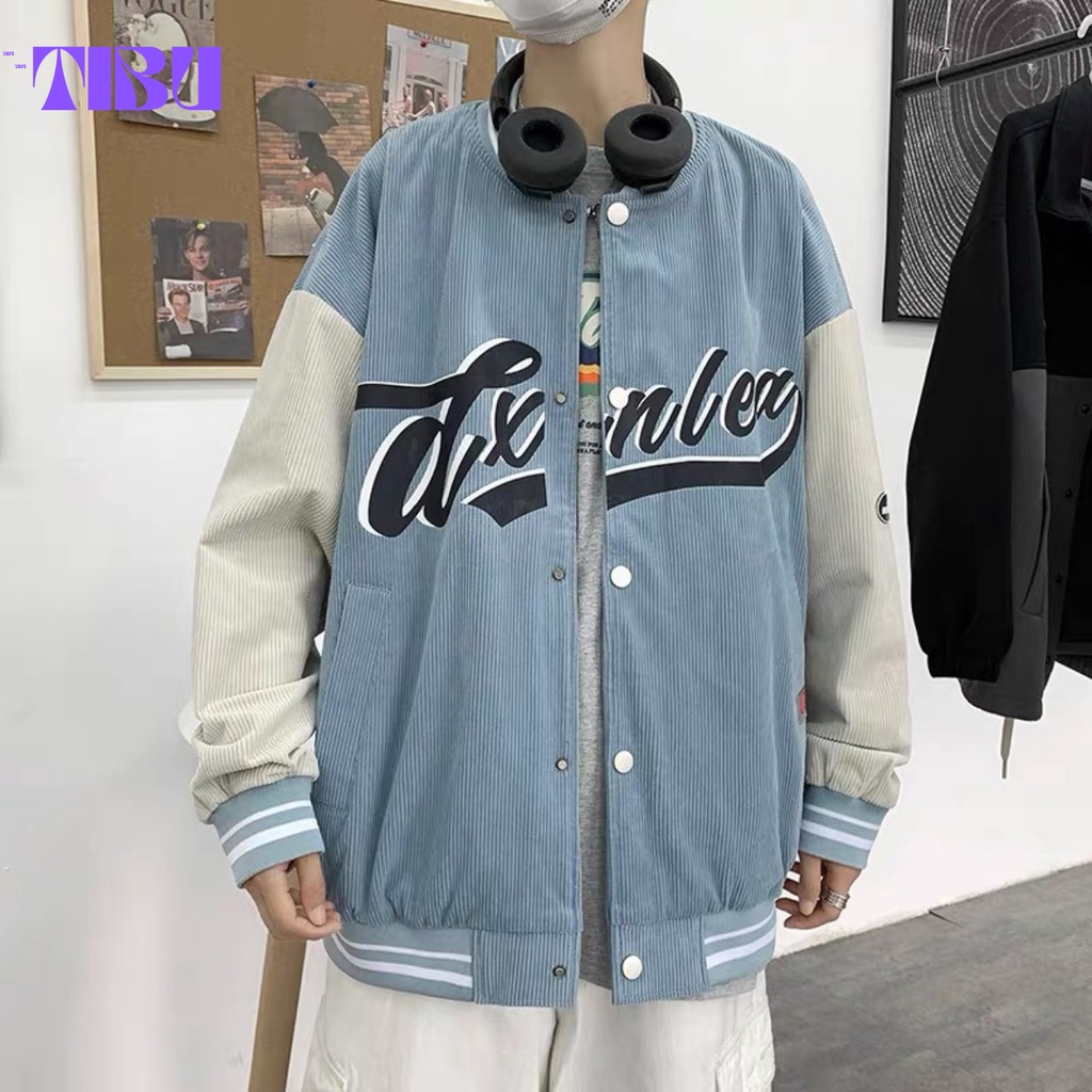 Áo Khoác Nhung Tăm Thêu Chữ Denlea ❤ Áo BomBer Bóng Chày Nam Nữ Phong Cách Hàn Quốc
