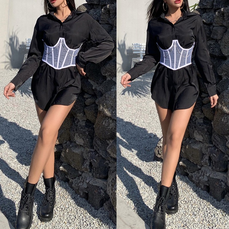 Áo Corset Phối Dây Kim Loại Phong Cách Gothic