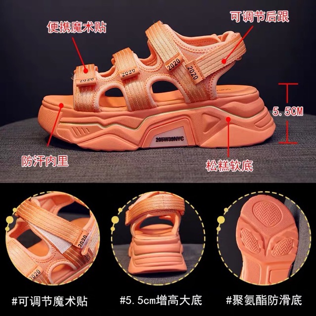 (HÀNG K CÓ SẴN) dép sandal bánh mì màu tím lịm tim 5,5cm - kèm ảnh thật 131806 sẵn đen 38