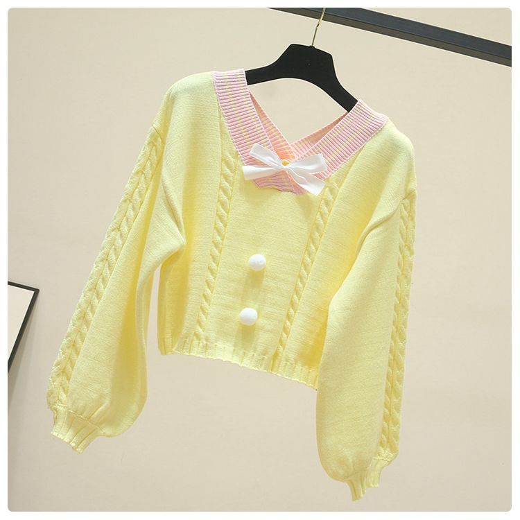 Áo dệt kim cổ chữ V thời trang Hàn Quốc dễ phối đồ