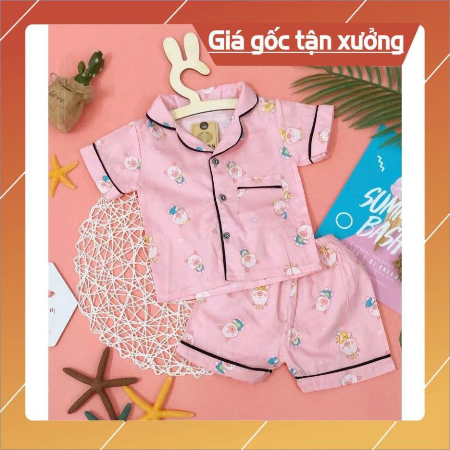 Quần áo trẻ em,đồ bộ em bé - Pijama thô lụa viền ren in hình cho bé gái từ 8 đến 18kg