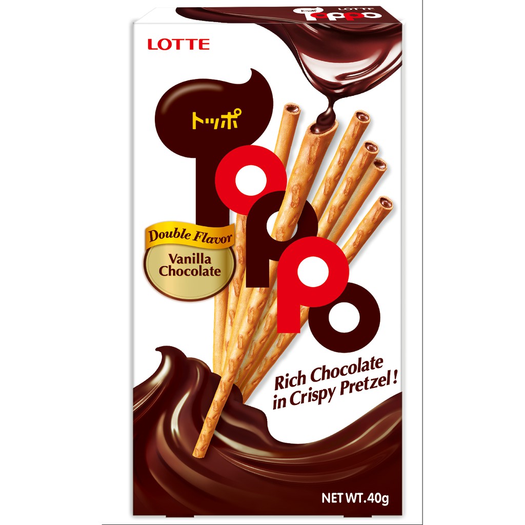 Bánh que Lotte Toppo nhân sô cô la hương Vani 40g (hộp)