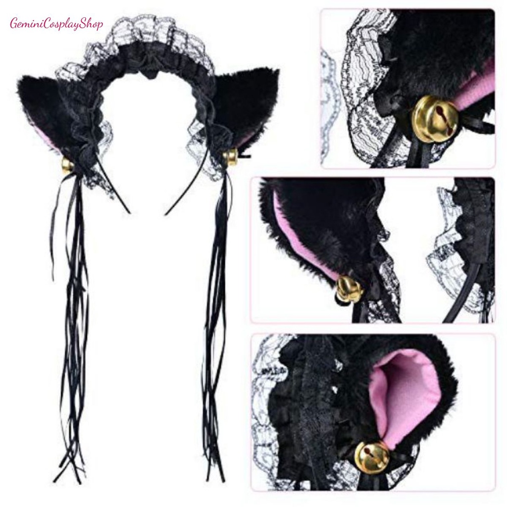 Tai mèo ren Neko, tai mèo ren đen trắng sexy siêu xinh đi chơi, dạo phố, chụp hình, cosplay