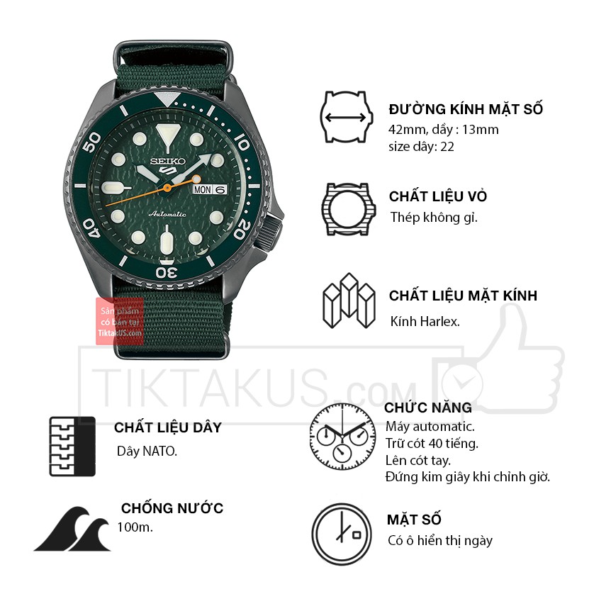 Đồng hồ nam Seiko 5 Sport 2019 dây vải NATO SRPD77K1
