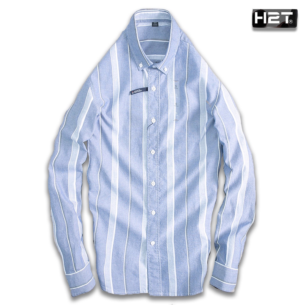 Áo Sơ Mi Nam H2T Kiểu Dáng Slim-fit Ôm Form, Họa Tiết Sọc Dọc Bản To Và Nhí Phối 3 Màu,Cổ Áo Hai Khuy 1447