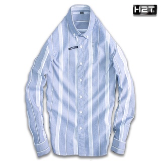 Áo Sơ Mi Nam H2T Kiểu Dáng Slim-fit Ôm Form, Họa Tiết Sọc Dọc Bản To Và Nhí Phối 3 Màu,Cổ Áo Hai Khuy 1447