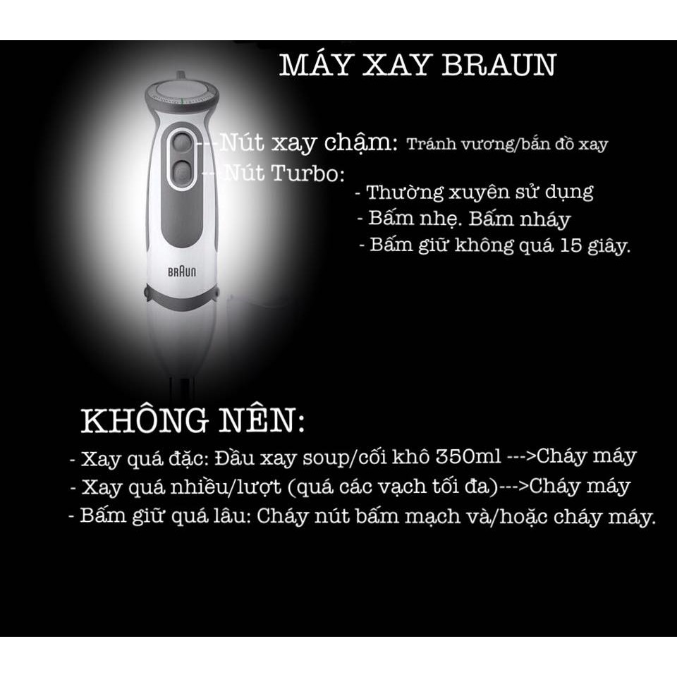 Phụ kiện máy xay cầm tay Braun - Motor 750W 1000W MultiQuick 5 Vario