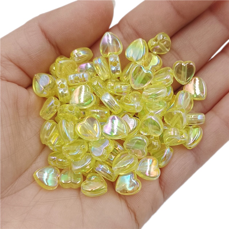 Bộ 50 Hạt Nhựa Hình Trái Tim Nhiều Màu Làm Trang Sức Thủ Công