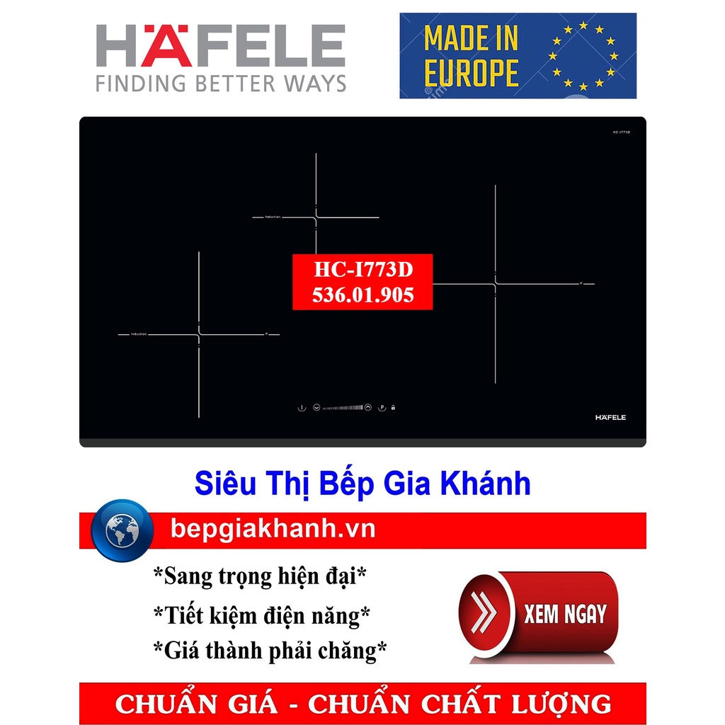 [HCM]Bếp từ 3 vùng nấu Hafele HC-I773D 536.01.905 nhập khẩu Châu Âu