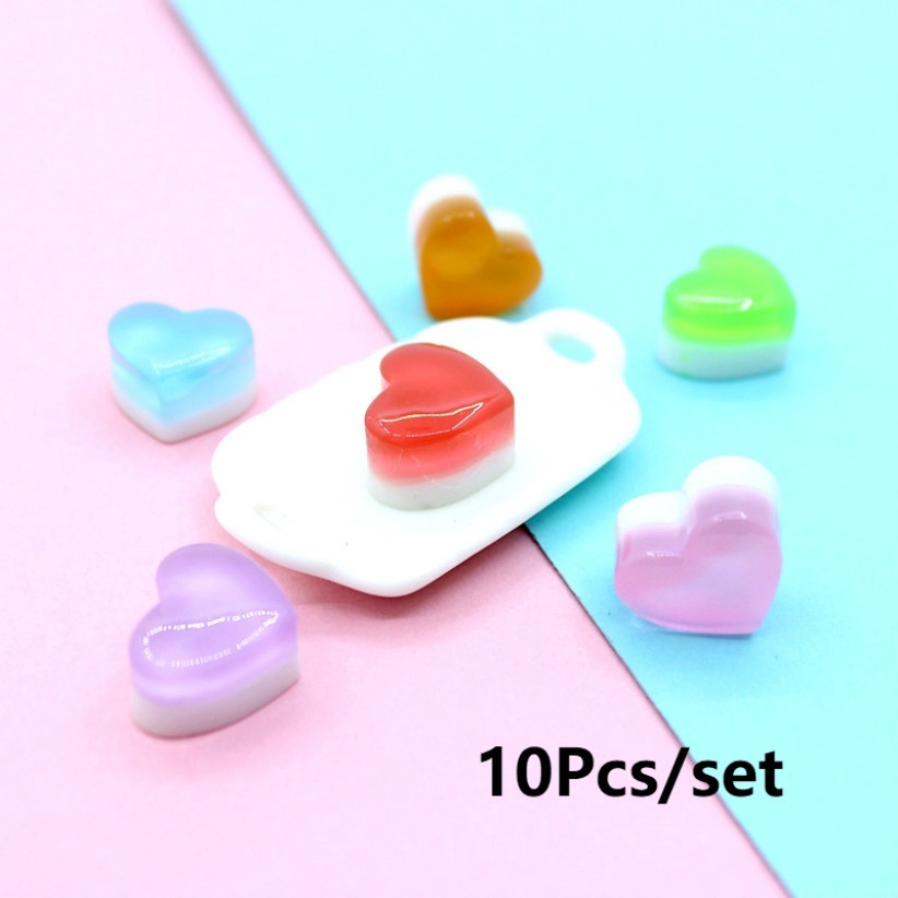 Set 10 Phụ Kiện Trang Trí Điện Thoại Hình Trái Tim Xinh Xắn