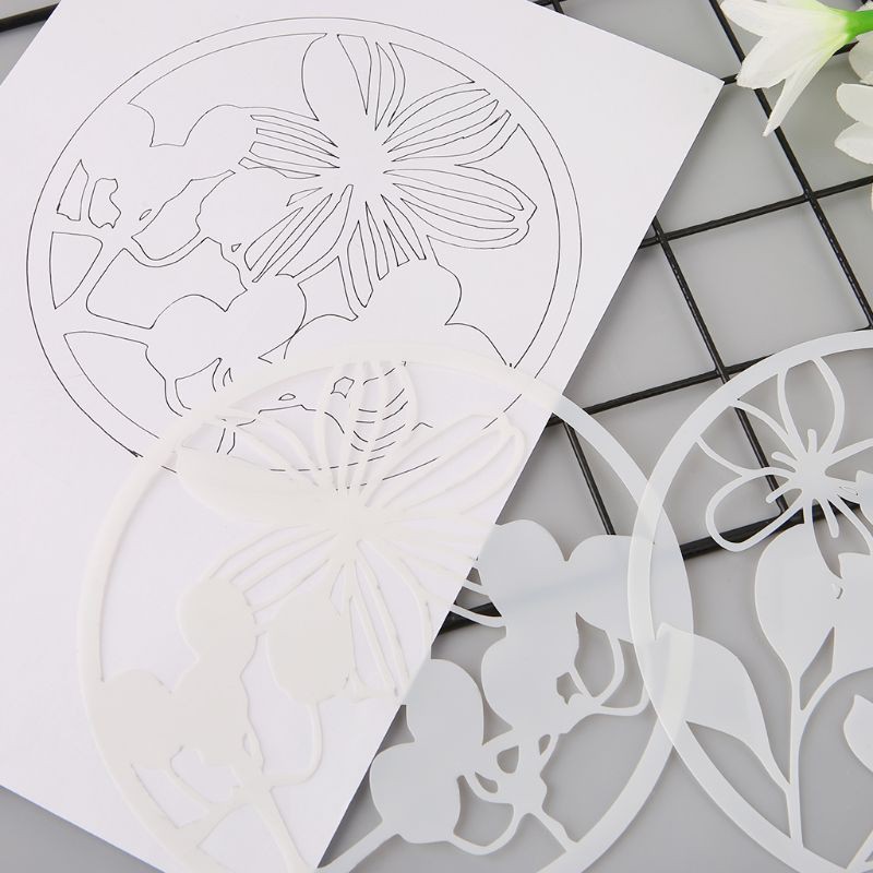 Set 8 khuôn vẽ hình tròn có họa tiết nghệ thuật bằng nhựa làm đồ thủ công sáng tạo cho trẻ em
