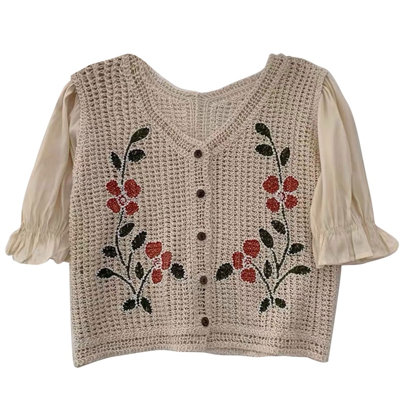 Áo Khoác Cardigan Ngắn Tay Họa Tiết Thêu Thời Trang Nữ Tính