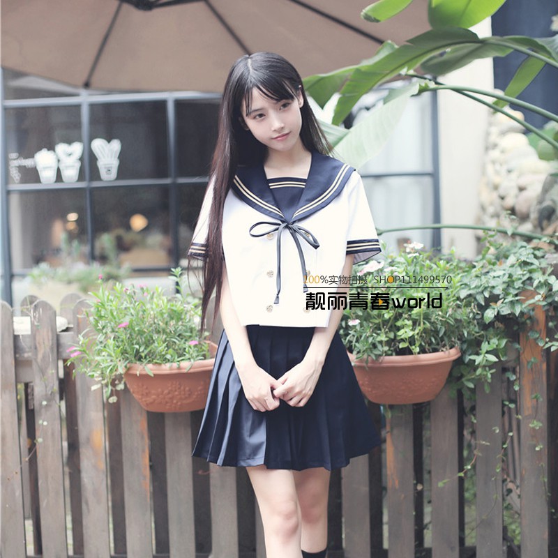 [Kèm ảnh thật] Set váy đồng phục thủy thủ học sinh Nhật Bản/ Seifuku: áo cổ thủy thủ + chân váy | BigBuy360 - bigbuy360.vn