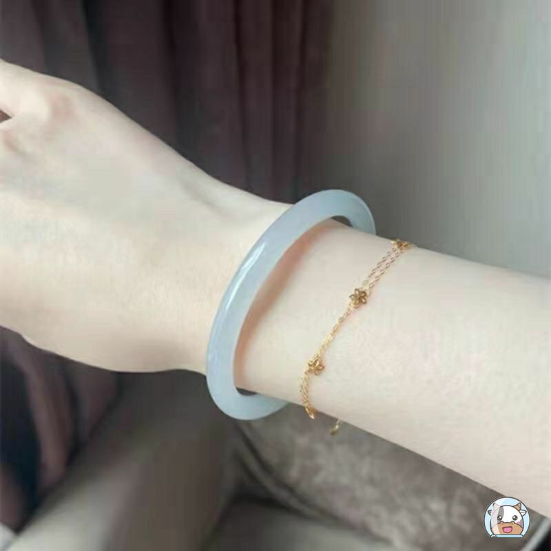 Vòng Tay Nữ Đính Đá Ngọc Bích Giả Màu Xanh Sữa Thời Trang