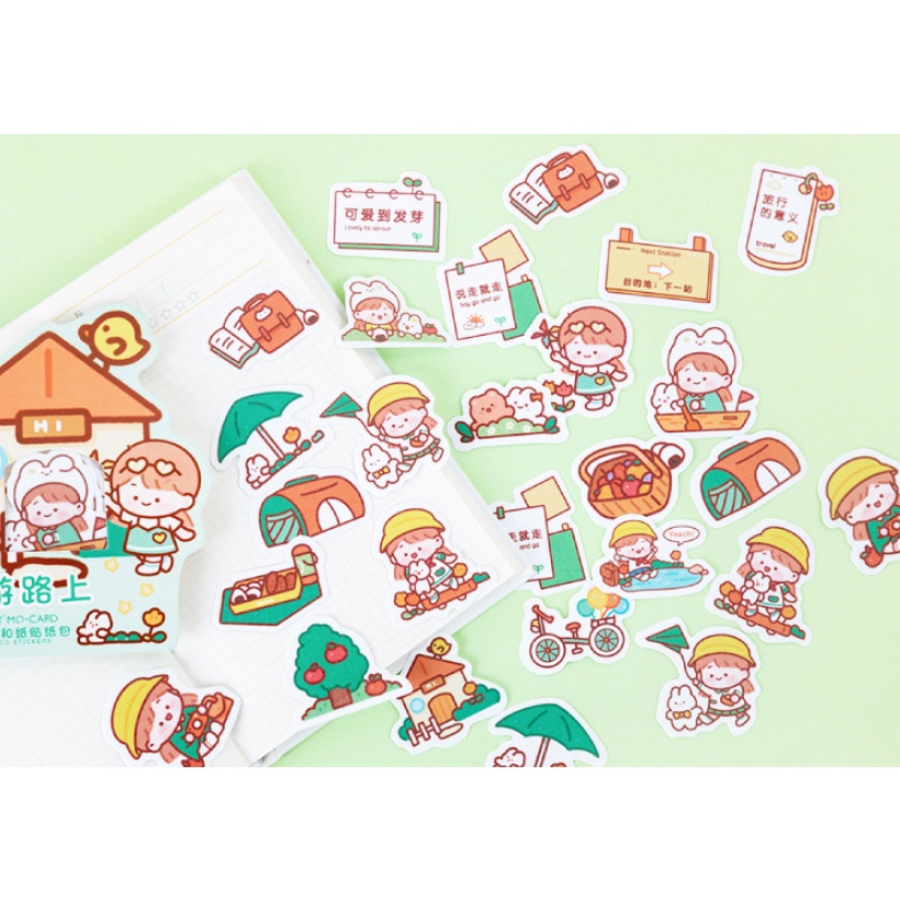 Sticker 40 miếng dán cute siêu đáng yêu, hình dán mũ bảo hiểm, laptop, điện thoại, vali chống nước