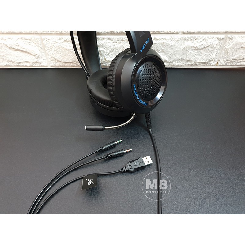 Tai Nghe Gaming Gnet H3T Có Mic - Màu đen - Jack 3.5 - Đèn led đổi màu - Dùng được cho điện thoại - Bảo Hành 12 Tháng