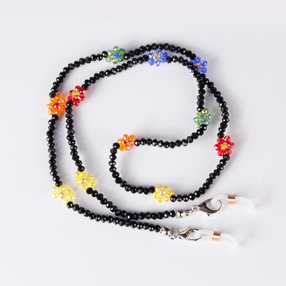 Dây đeo kính mặt nạ đính hạt bông hoa nhiều màu sắc bằng acrylic chống thất lạc