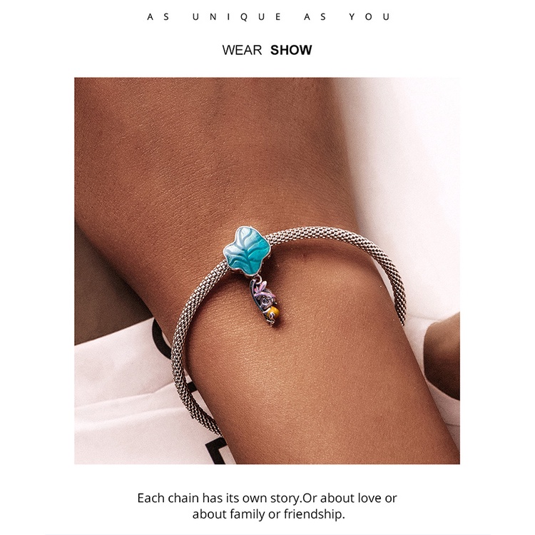 Mặt phụ kiện BAMOER SCC2114 bạc 925 thiết kế hoạt hình tự làm trang sức thời trang