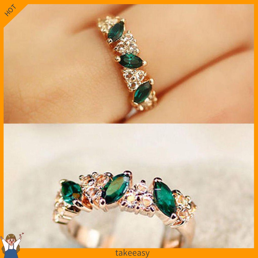 Nhẫn Đính Đá Ngọc Lục Bảo Phong Cách Vintage