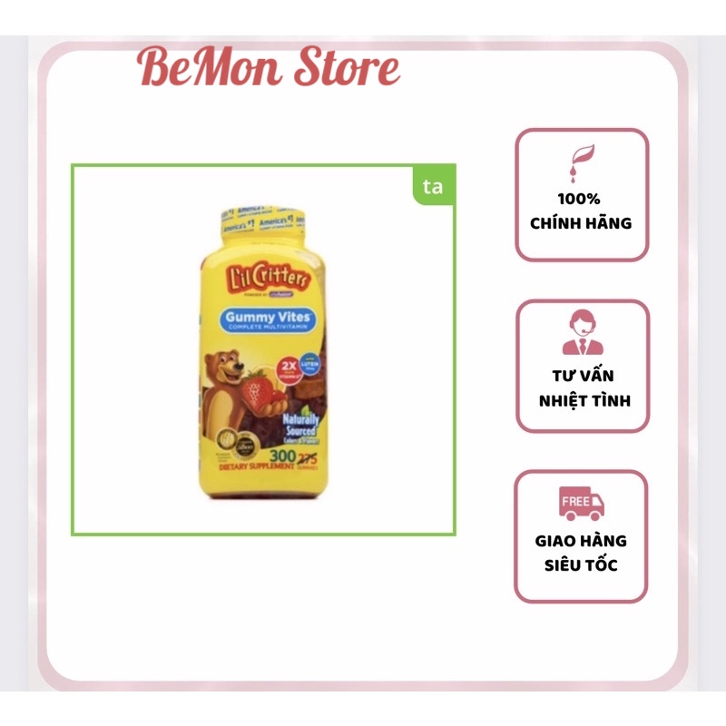 Kẹo Dẻo Bổ Sung Vitamin Gấu Lil'Critter Gummy Vites Multivitamin Complete Cho Trẻ Từ 2 Tuổi 300 Viên
