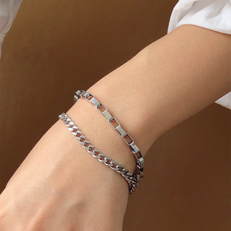 Vòng tay thép titan phong cách Thanh lịch thiết kế Đơn giản không gỉ xu hướng Hàn Quốc