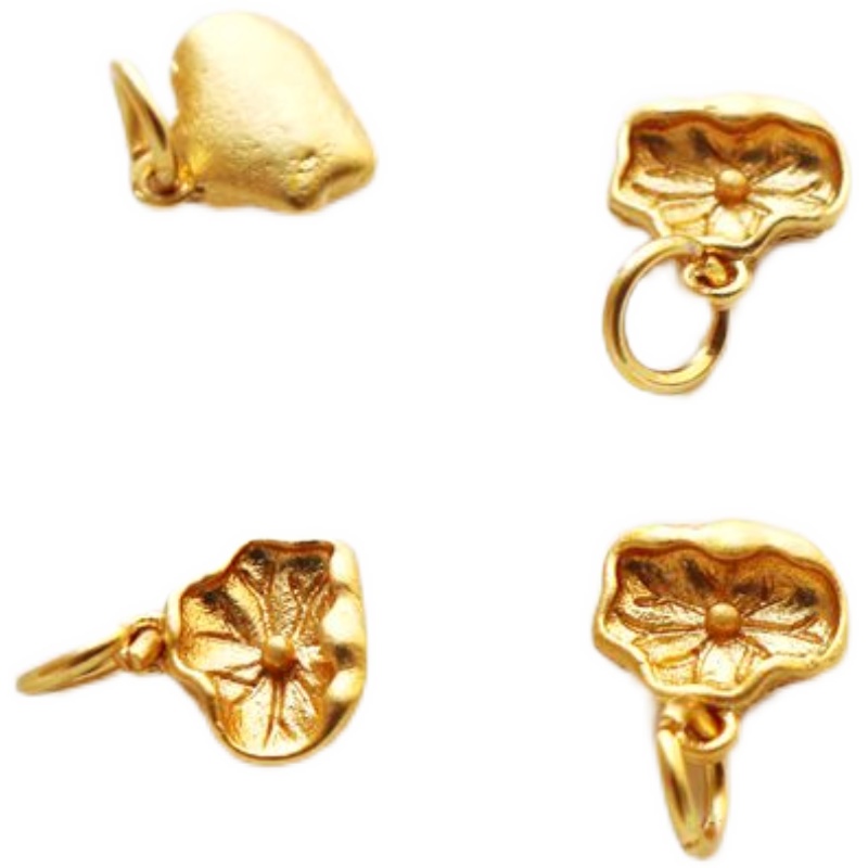 Mặt Dây Chuyền Hình Lá Sen Màu Vàng Đồng 18K 8mm Tự Làm Trang Sức