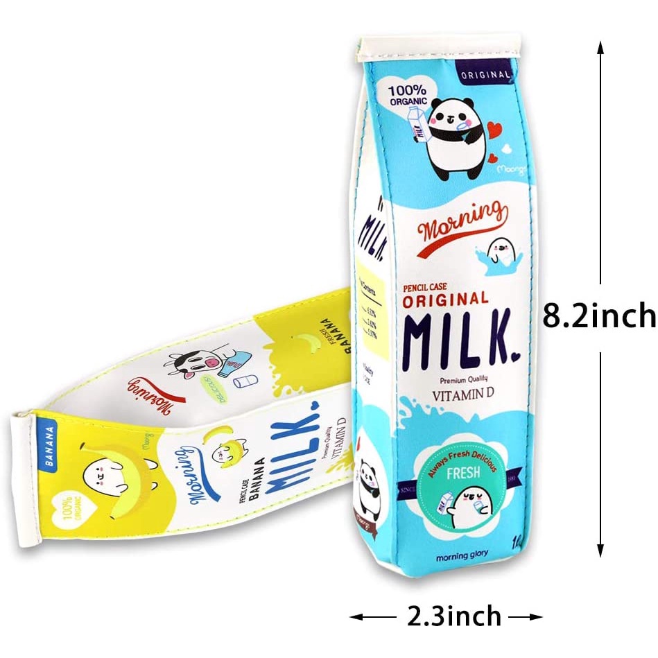 Túi Đựng Bút Chì / Mỹ Phẩm Hình Hộp Sữa Sáng Tạo Sức Chứa Lớn Chống Thấm Nước Có Khóa Kéo Tiện Dụng Cho Trường Học / Văn Phòng