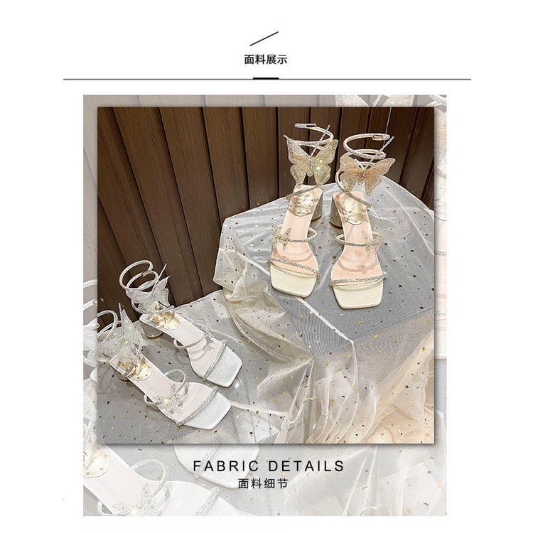 Giày Cao Gót Đính Đá Hình Rắn Phong Cách La Mã Thời Trang Mùa Hè Mới