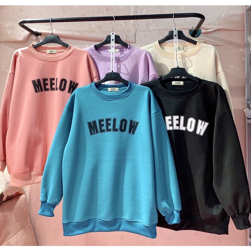 Áo Sweater nỉ trần bông in chữ MEE dáng thụng (KÈM ẢNH THẬT)