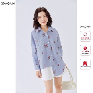 Áo sơ mi nữ dài tay 20again thiết kế vạt lệch năng động cá tính asw1142