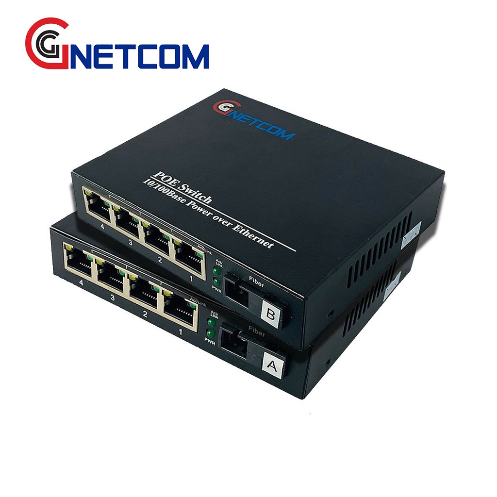 Switch Quang POE - Bộ chuyển đổi quang điện poe 4 port lan rj45 100Mb GNC-6104FE-25