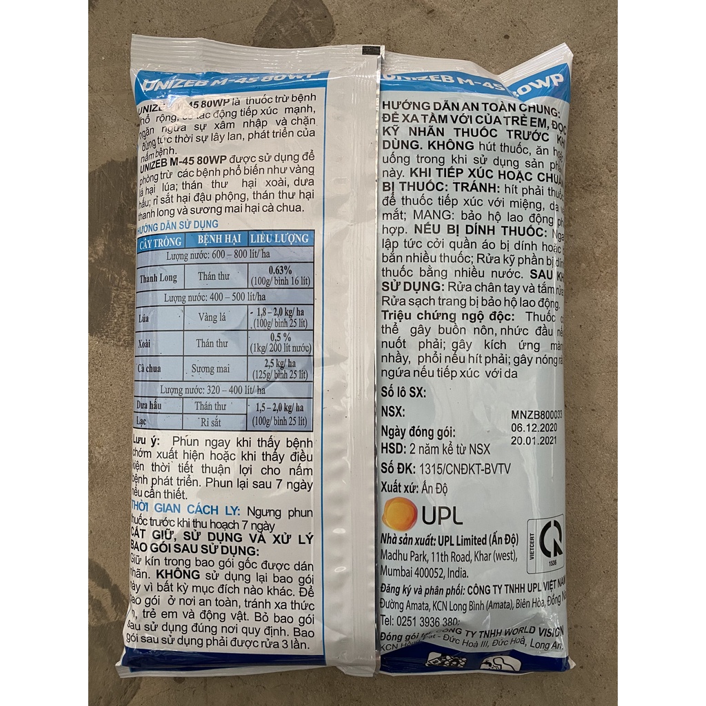 Unizeb M-45 80WP Bột vàng chính hãng UPL - gói 1kg