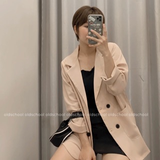 ÁO BLAZER BE NHẠT 4 CÚC (ảnh thật/sẵn)