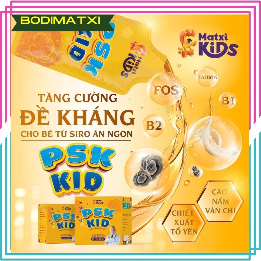 Siro ăn ngon cho bé PSK Kid bé ăn ngon hấp thu tốt, hỗ trợ miễn dịch hộp 15 gói - BODIMATXI