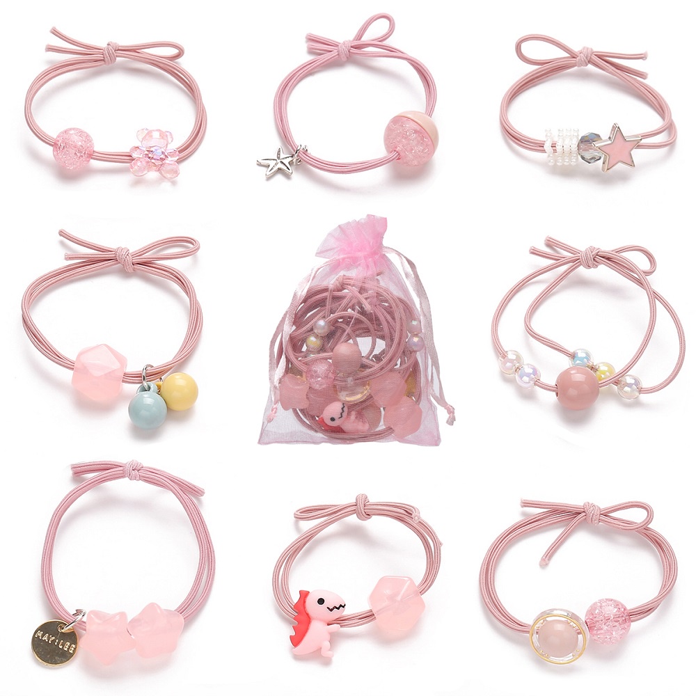 [CUTE] Bộ 8 Dây Cột Tóc Thời Trang Rất Xinh Cho Nữ Tặng Kèm Túi Lưới