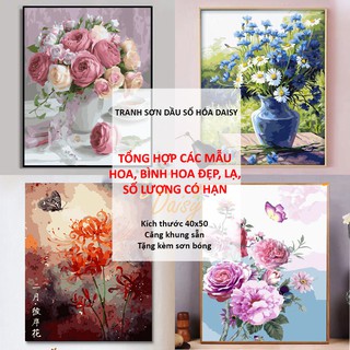 [Free Ship] Tranh Số Hóa Tự Tô Màu DAISY Chủ Đề Hoa Nhiều Mẫu Chuẩn Màu Hàng Có Sẵn
