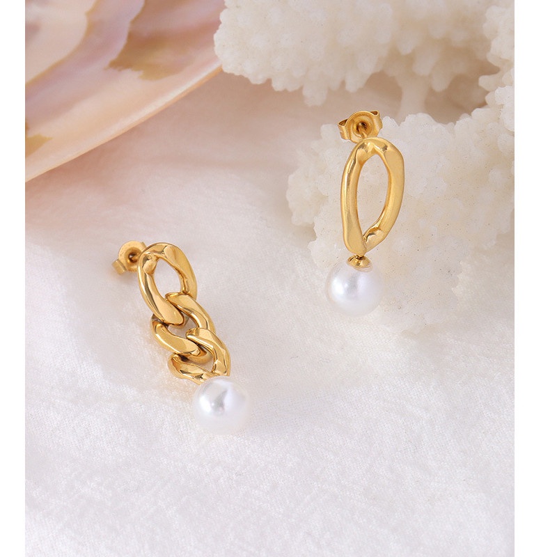 Bông Tai Titan Ko Han Rỉ Kiểu Cọc Cạch Dây Xích TT 4036