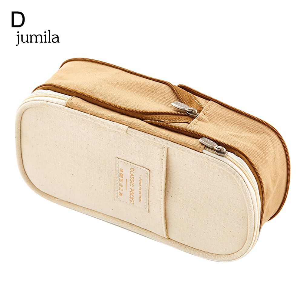 Túi đựng bút khóa kéo bằng vải canvas sức chứa lớn