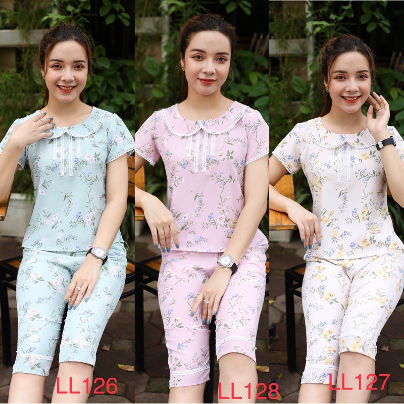 Đồ bộ mặc nhà quần lửng chất lụa thái mềm, mịn, không nhăn, không xù, giá SIÊU TỐT