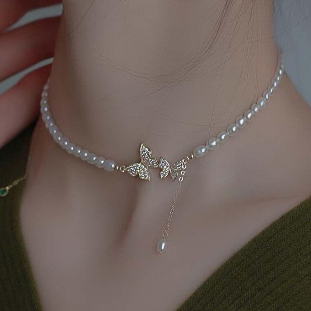 Vòng cổ Ngắn Phong Cách Pháp Cổ Điển Thời Trang Cho Nữ|Vòng cổ Xích Mặt Hình Bướm Thời Trang Cho Nữ