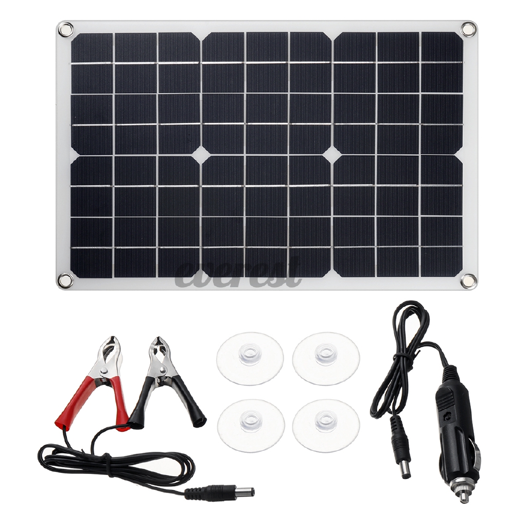 60W Semi-Flexible Solar Panel With 30A Solar Charger Controller Waterproof High Efficiency USB Monocrystalline Solar Power Kit for Home/Outdoor