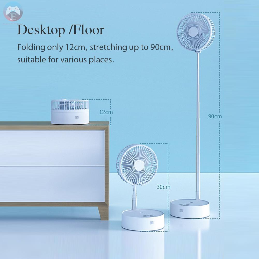 Ê Qualitell Stand Fan Folding 8” Portable Telescopic Floor/Desk Fan Pedestal Stand Up Fan w/3-Speed/Adjustable Height/Humidifer/7200mAh/Remote Control/Night Light for Courtyard Home Camping Office